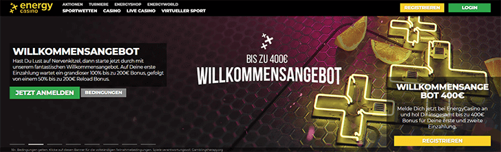 Energy Casino Bonusangebot Screenshot